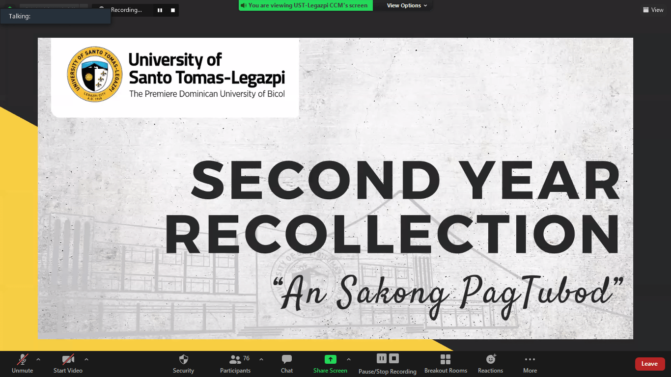 “AN SAKONG PAGTUBOD” 2ND YEAR RECOLLECTION FOR S.Y. 2021-2022