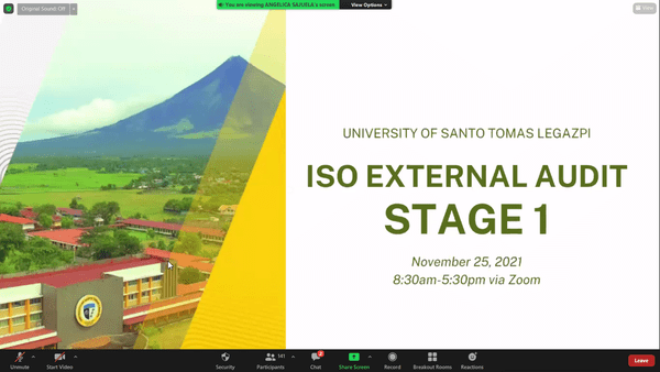 UST-LEGAZPI’S ISO EXTERNAL AUDIT STAGE 1
