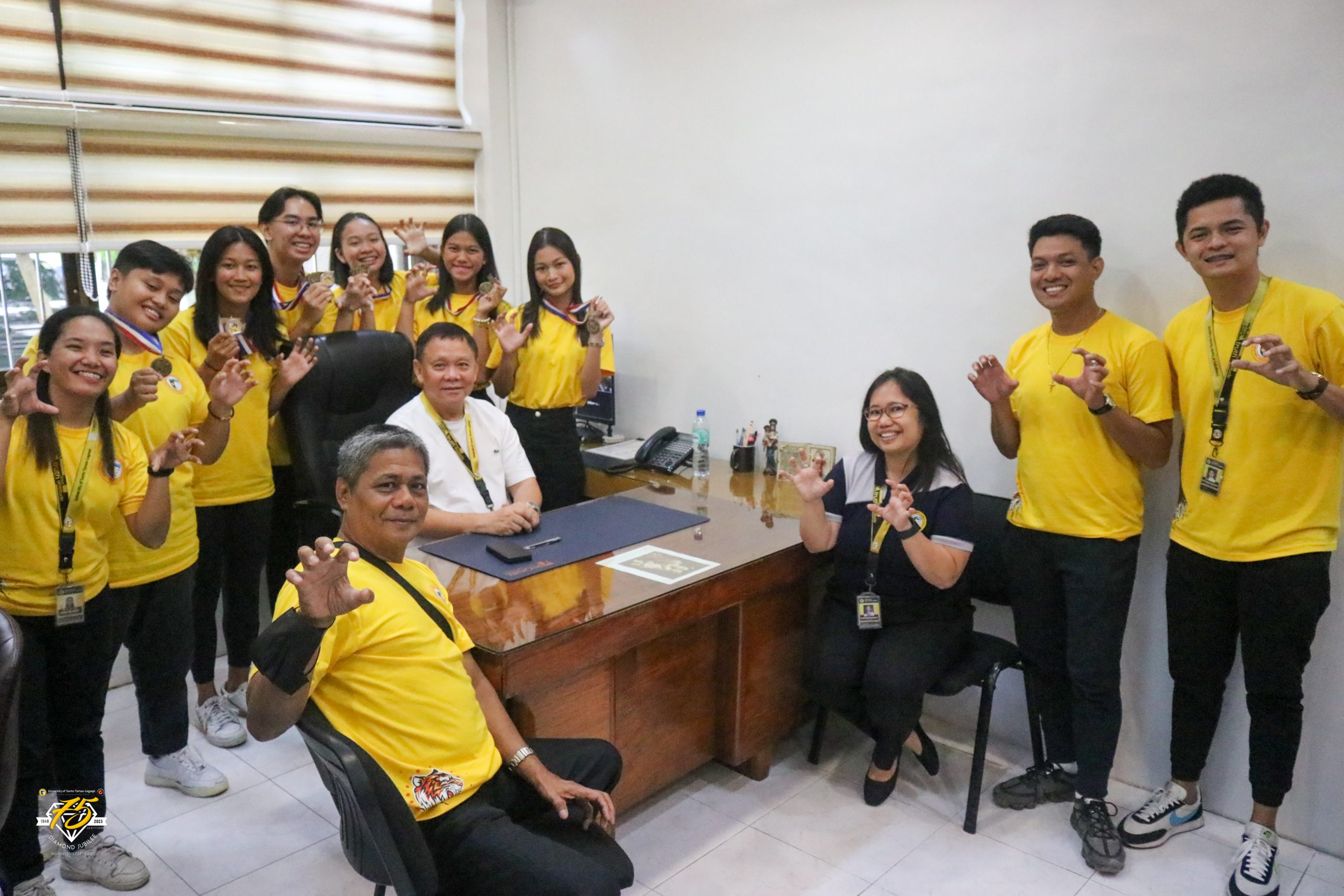 UST-LEGAZPI MEDALISTS FROM PRISAA 2023 PAY COURTESY CALL TO THE RECTOR AND PRESIDENT